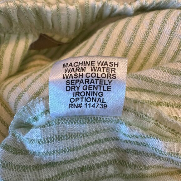 NWOT Flax Womens Striped Linen Wide-Leg Pants With Pockets Green White Small - Picture 10 of 11